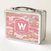 迷彩バラ金ゴールド赤面ピンク迷彩柄陸軍パターン メタルランチボックス (裏面)