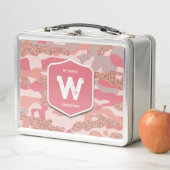 迷彩バラ金ゴールド赤面ピンク迷彩柄陸軍パターン メタルランチボックス (インサイチュ)