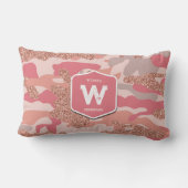 迷彩バラ金ゴールド赤面ピンク迷彩柄陸軍パターン ランバークッション (裏面)