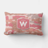 迷彩バラ金ゴールド赤面ピンク迷彩柄陸軍パターン ランバークッション (正面)