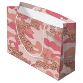 迷彩バラ金ゴールド赤面ピンク迷彩柄陸軍パターン ラージペーパーバッグ (裏面アングル)