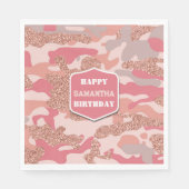 迷彩バラ金ゴールド赤面ピンク迷彩柄陸軍誕生日 スタンダードランチョンナプキン (正面)