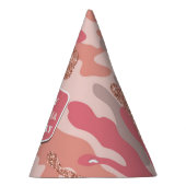 迷彩バラ金ゴールド赤面ピンク迷彩柄陸軍誕生日 パーティーハット (右)