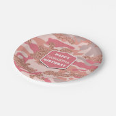 迷彩バラ金ゴールド赤面ピンク迷彩柄陸軍誕生日 ペーパープレート (アングル)