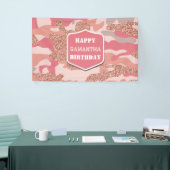 迷彩バラ金ゴールド赤面ピンク迷彩柄陸軍誕生日 横断幕 (トレードショー)