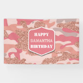 迷彩バラ金ゴールド赤面ピンク迷彩柄陸軍誕生日 横断幕 (横)