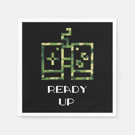 迷彩ビデオゲームコントローラ準備ゲーマー スタンダードカクテルナプキン (正面)