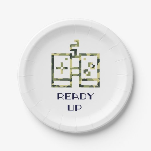 迷彩ビデオゲームコントローラ準備ゲーマー ペーパープレート (正面)