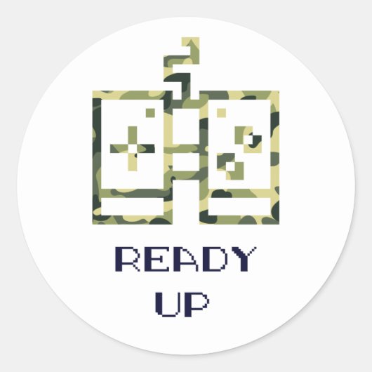 迷彩ビデオゲームコントローラ準備ゲーマー ラウンドシール (正面)