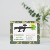 迷彩プリント絵を描ボール誕生日パーティー 招待状 (スタンド正面)