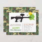 迷彩プリント絵を描ボール誕生日パーティー 招待状 (正面/裏面)