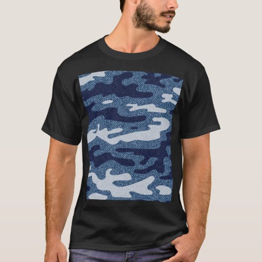 迷彩斑点デニムジーンズ模様 Tシャツ (正面)