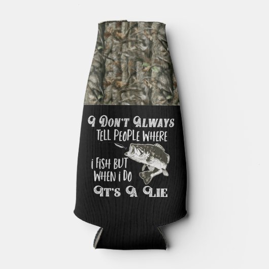 迷彩柄おもしろいベース魚釣り引用文アングラーフィッシュ ボトルクーラー (正面)