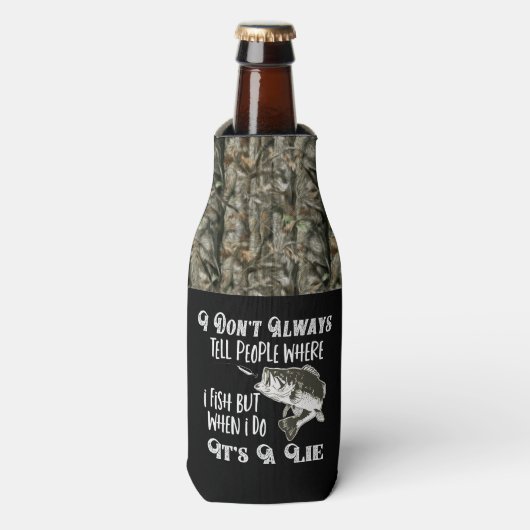 迷彩柄おもしろいベース魚釣り引用文アングラーフィッシュ ボトルクーラー (ボトル正面)