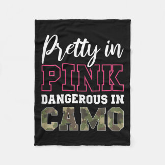 迷彩柄おもしろい狩りピンクグラフィック女性用及びガール フリースブランケット