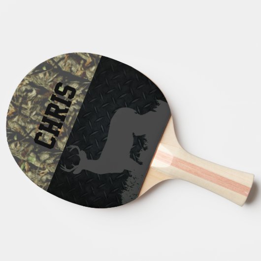 迷彩柄およびダイヤモンドのプレートのシカの狩りの名前のかい 卓球ラケット (横)