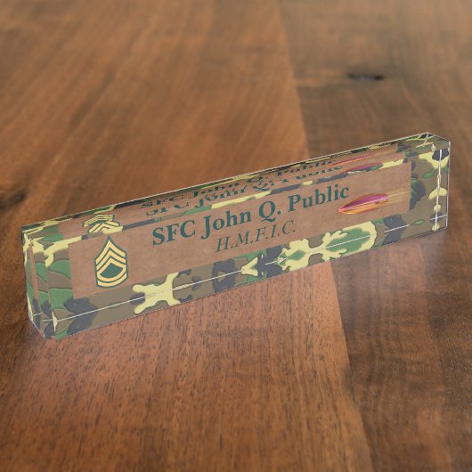 迷彩柄および革机用ネームプレート デスクネームプレート (側面)