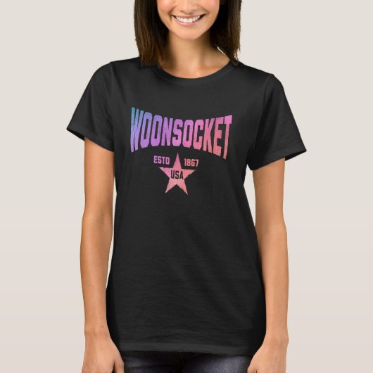 迷彩柄お土産USAスターウォーンソケットロードアイランド Tシャツ (正面)