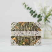 迷彩柄とアンティークホワイトレースウェディングRSVP 出欠カード (スタンド正面)