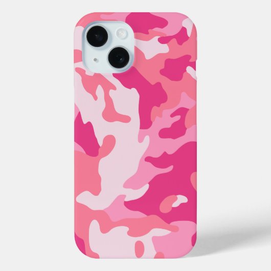 迷彩柄とフラミンゴピンクのマッチング Case-Mate iPhoneケース (裏面)