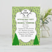 迷彩柄と鹿の〔雄ジカの〕枝角50th誕生日パーティー 招待状 (スタンド正面)