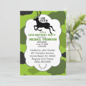 迷彩柄と鹿50歳の誕生日パーティー 招待状 (スタンド正面)