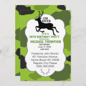 迷彩柄と鹿50歳の誕生日パーティー 招待状 (正面/裏面)