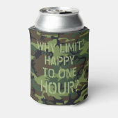 迷彩柄なぜ幸せを1時間に制限 缶クーラー (缶裏面)