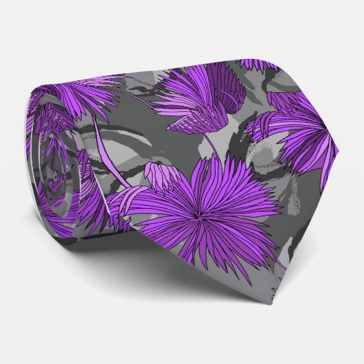 迷彩柄によっては印刷される花の灰色の独身の側が開花します ネクタイ (ロール)