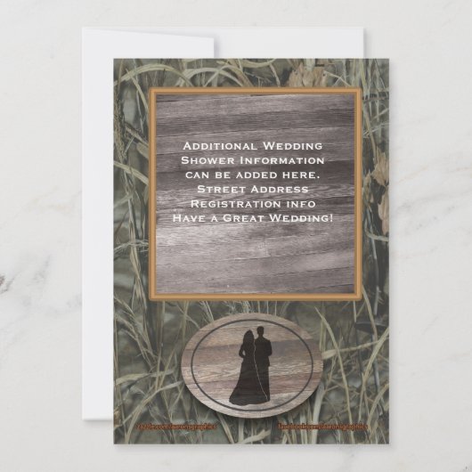 迷彩柄のウェディングシャワーの招待状 招待状 (裏面)