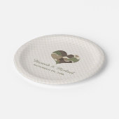 迷彩柄のカムフラージュのハートの結婚 ペーパープレート (アングル)