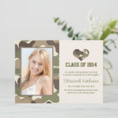 迷彩柄のハートの卒業の写真の発表の招待 招待状 (スタンド正面)