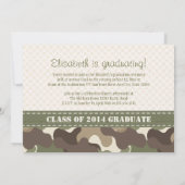 迷彩柄のハートの卒業の写真の発表の招待 招待状 (裏面)