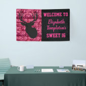 迷彩柄のピンクのSweet sixteenのシカの狩りの旗 横断幕 (トレードショー)