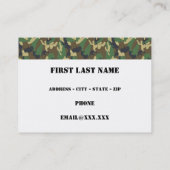 迷彩柄のボーダーを持つオオシカのハンター 名刺 (裏面)