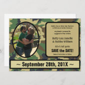迷彩柄の婚約の発表の保存日付の招待 セーブザデート (正面/裏面)