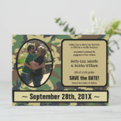 迷彩柄の婚約の発表の保存日付の招待 セーブザデート (スタンド正面)