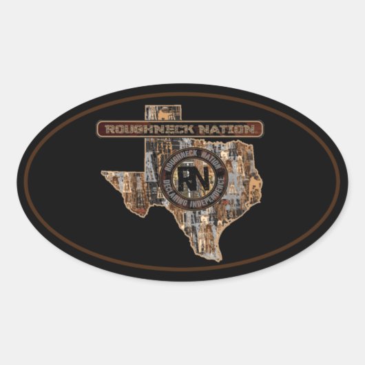 迷彩柄の油田の上の装備 楕円形シール (正面)