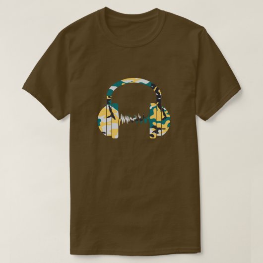 迷彩柄の湖畔ヘッドホン Tシャツ (デザイン正面)