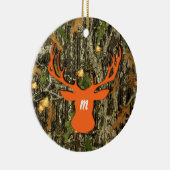 迷彩柄の狩りのシカのモノグラムのオーナメント セラミックオーナメント (右)
