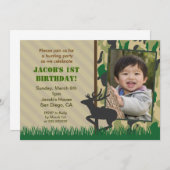 迷彩柄の狩りの写真の誕生日の招待状 招待状 (正面/裏面)