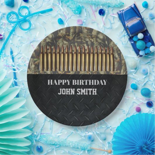 迷彩柄の狩りの弾薬誕生会の人のプレート ペーパープレート (パーティー)