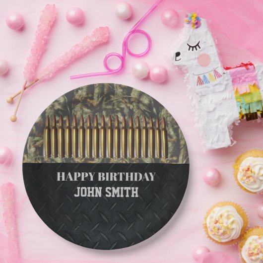 迷彩柄の狩りの弾薬誕生会の人のプレート ペーパープレート (パーティー)