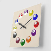 迷彩柄の球のタンのフェルトのプールの時計 スクエア壁時計 (傾斜)