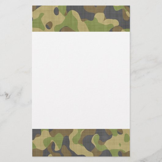 迷彩柄の緑及び茶色 便箋 (正面)