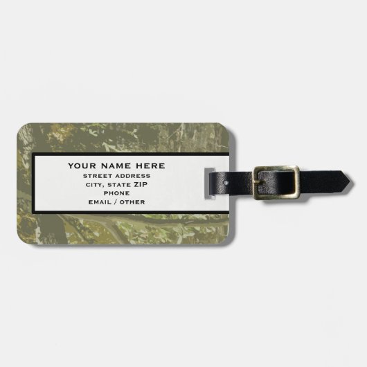 迷彩柄の荷物のラベル ラゲッジタグ (正面横)