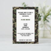 迷彩柄の誕生日パーティー招待カード 招待状 (スタンド正面)