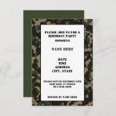 迷彩柄の誕生日パーティー招待カード 招待状 (正面/裏面)