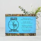 迷彩柄の青男の赤ちゃんのシャワーの招待状 招待状 (スタンド正面)