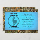 迷彩柄の青男の赤ちゃんのシャワーの招待状 招待状 (正面/裏面)